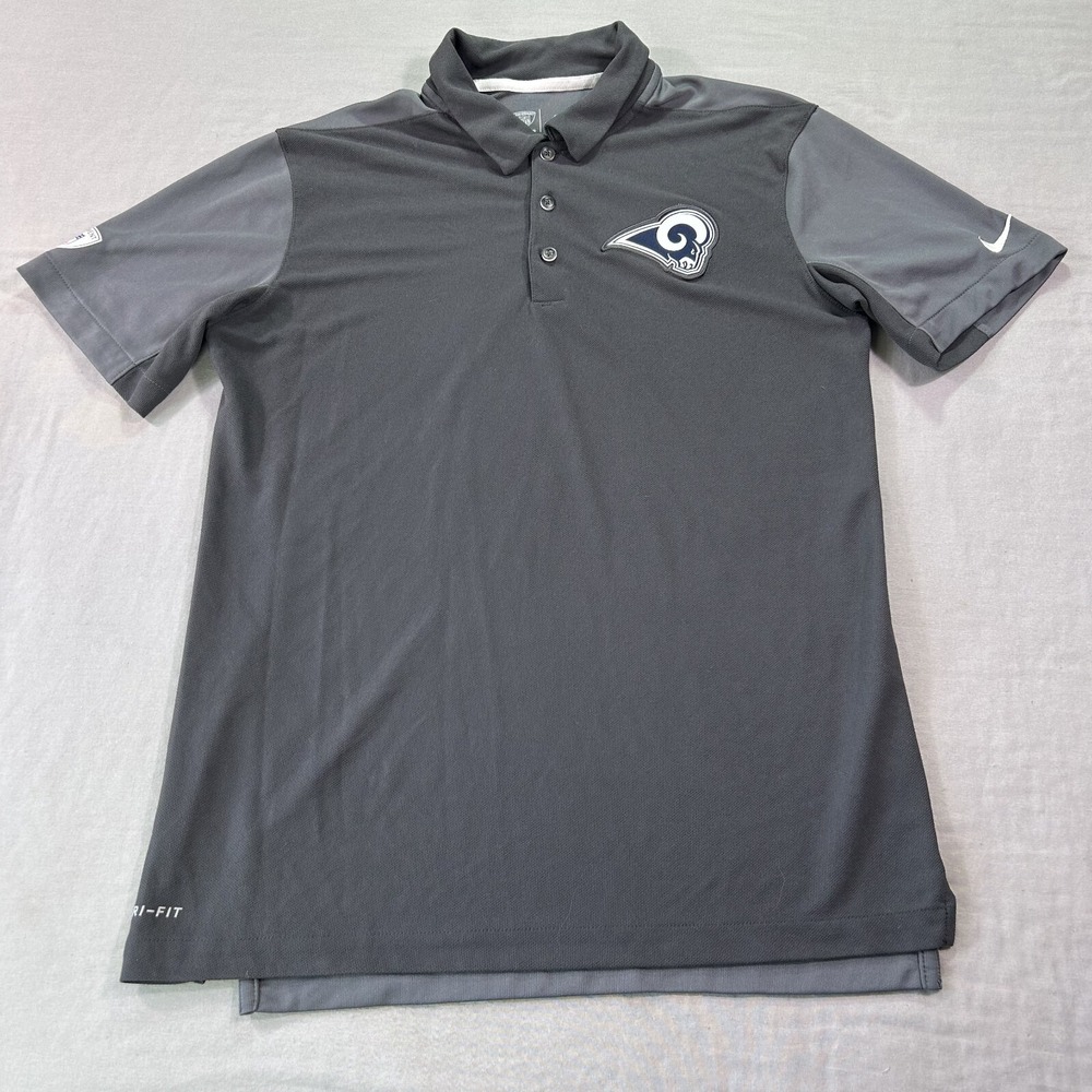 Nike Los Angeles Rams Polo Shirt Womens Medium Gray NFL Training Dri-Fit Ladies